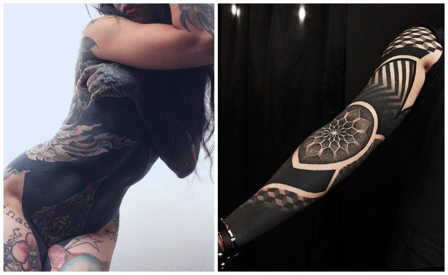 Tatuajes blackout en el brazo