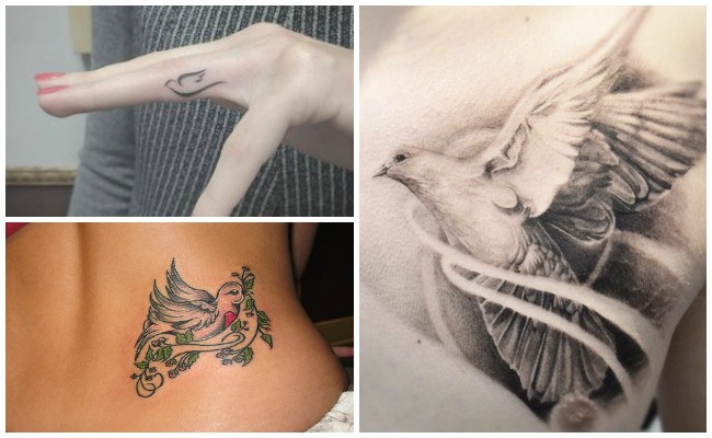 Tatuajes de palomas en la pierna