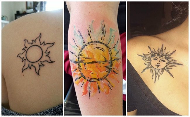 Tatuajes de sol en la espalda