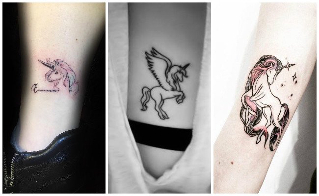 Tatuajes de unicornios de colores