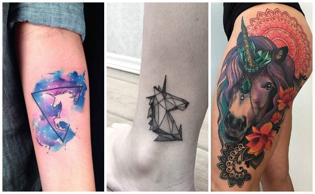 Tatuajes de unicornios en el muslo
