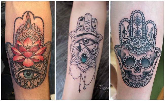 Tatuajes de la mano de fátima con el ojo turco